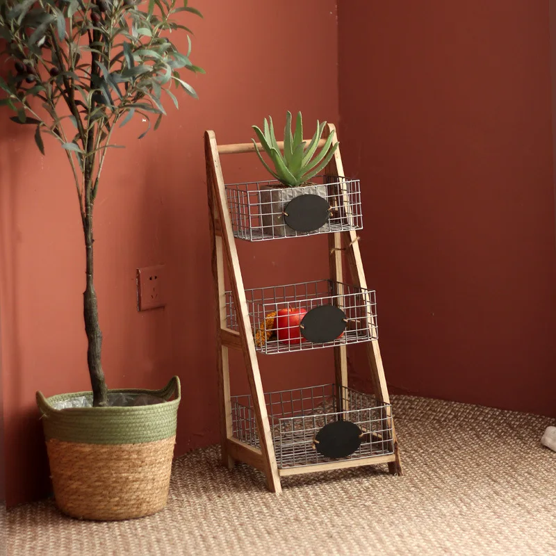 Multi-level shelf floor-standing home storage rack for children's books and toys, balcony plant stand for succulents, iron flowe