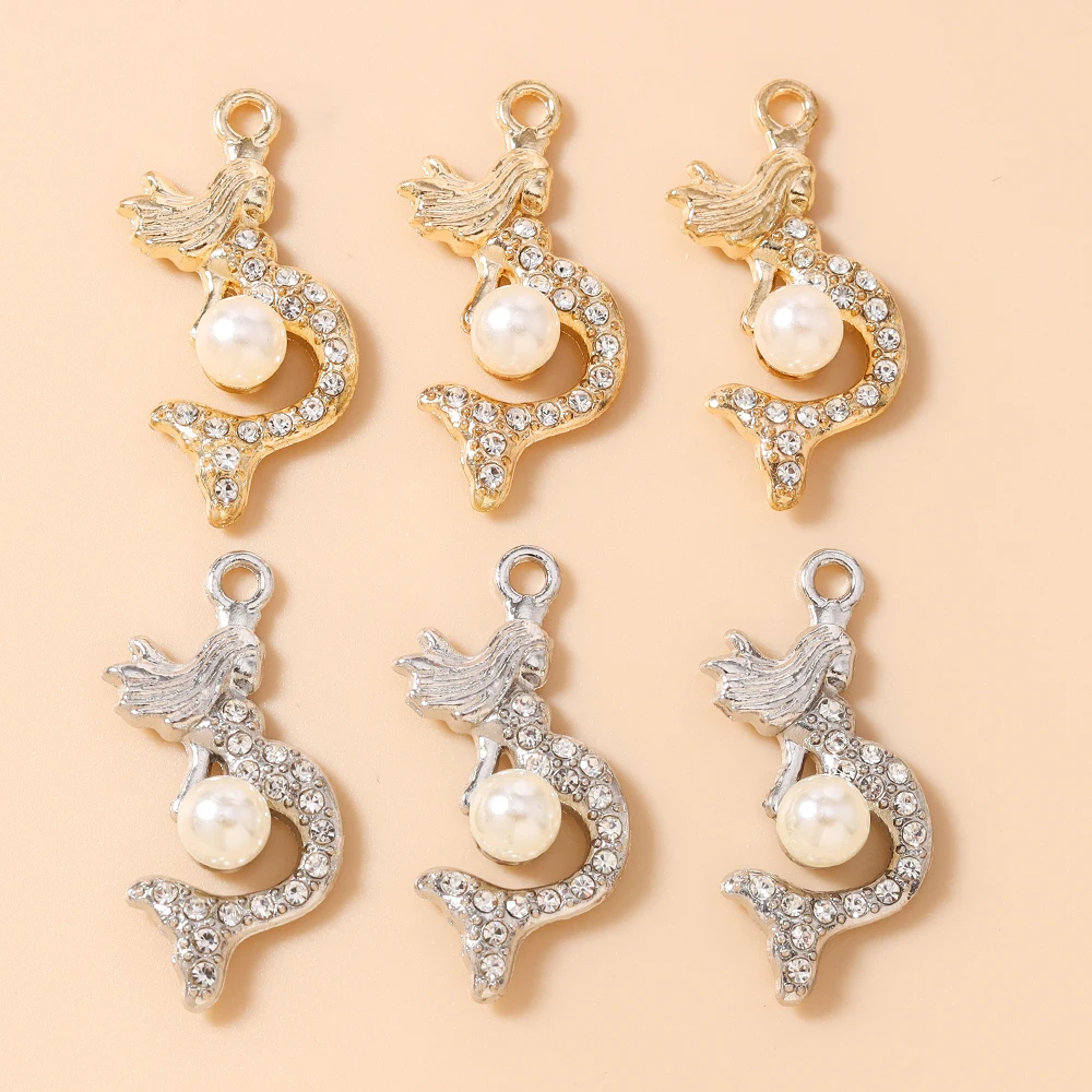 Leslie 10 Stück zierliche Meerjungfrauen-Anhänger mit Kristallperlen für Ohrringe, Halsketten, Schmuckherstellung, Bastelarbeiten, handgefertigte Accessoires – Detail 5