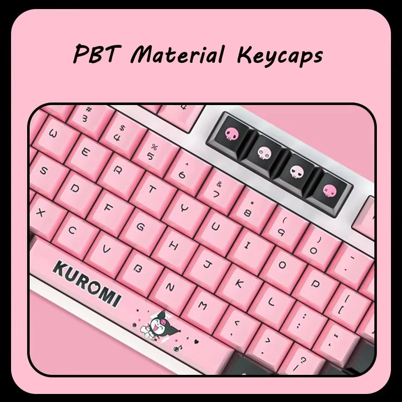 クロミ サンリオ メカニカルキーボード ブラックピンク 2.4G ワイヤレス Bluetooth キーボード キュートなデザイン ゲーマー向け コンピューター ノートパソコン 女の子へのギフト