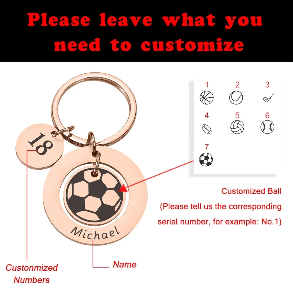 Customized Football Keychain Personalized Name Graduation Key Chain For Coaches Men Basketball Player Sports Match Souvenir Gift