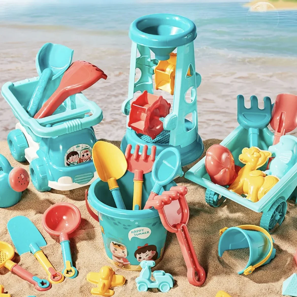 

Thickened Durable Sand Truck & Hourglass Beach Toys Set for Toddlers Outdoor Sand Play Kids Sand Digging Tools Set with Sand Toy