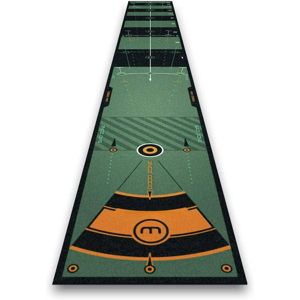 Golf Putting Training Mat - 13ft Green, Multiple visual aids for body and putter alignment, stroke amplitude and eye positioning