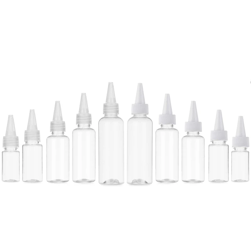 5Pcs 10ml-100ml Art Bottles Long Tips Glue Bottle Squeeze Liquid Flux Dispenser Applicator Plastic PET Dispensing Containers