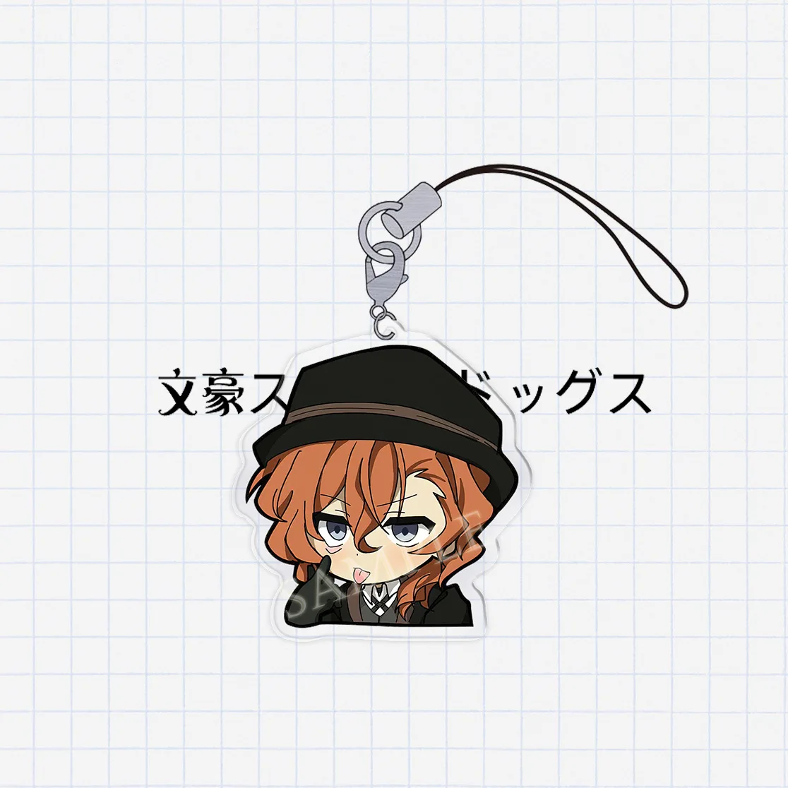 Bungo Stray Dogs Anime KeyChain Nakajima Atsushi Dazai Osamu Men Key Chain for Women Cute Figure Acrylic Keyring Pendant Gift