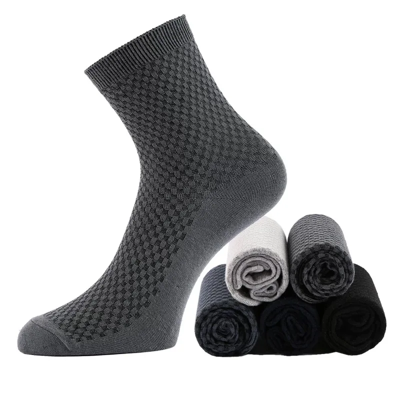 5Pairs/Lot Men's Bamboo Fiber Socks Comfort Socks Classic Solid Color Business Breathable Soft Men's Deodorant Sweat Men Socks