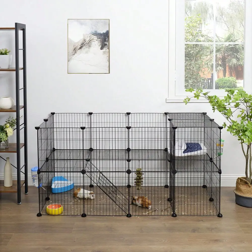 

Small Animal Playpen, Pet Playpen For Rabbit Guinea Pig Cage, Zip Ties Included, And Down Strais, Metal Wire ApartmentStyle