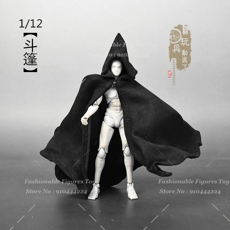 In Stock 1/12 Scale Male Soldier Wizard Pointed Hat Cloak Cosplay Doll Clothes For 6inch Action Figure Body