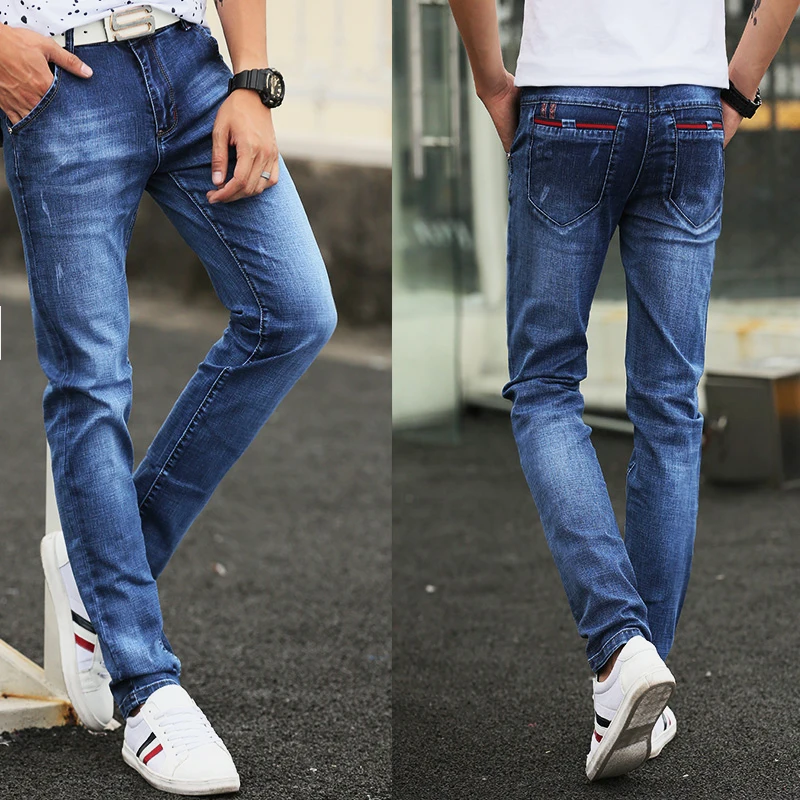 Jeans men's  new slim jeans, high-quality casual stretch trousers men's clothing, fashion Korean straight versatile jeans