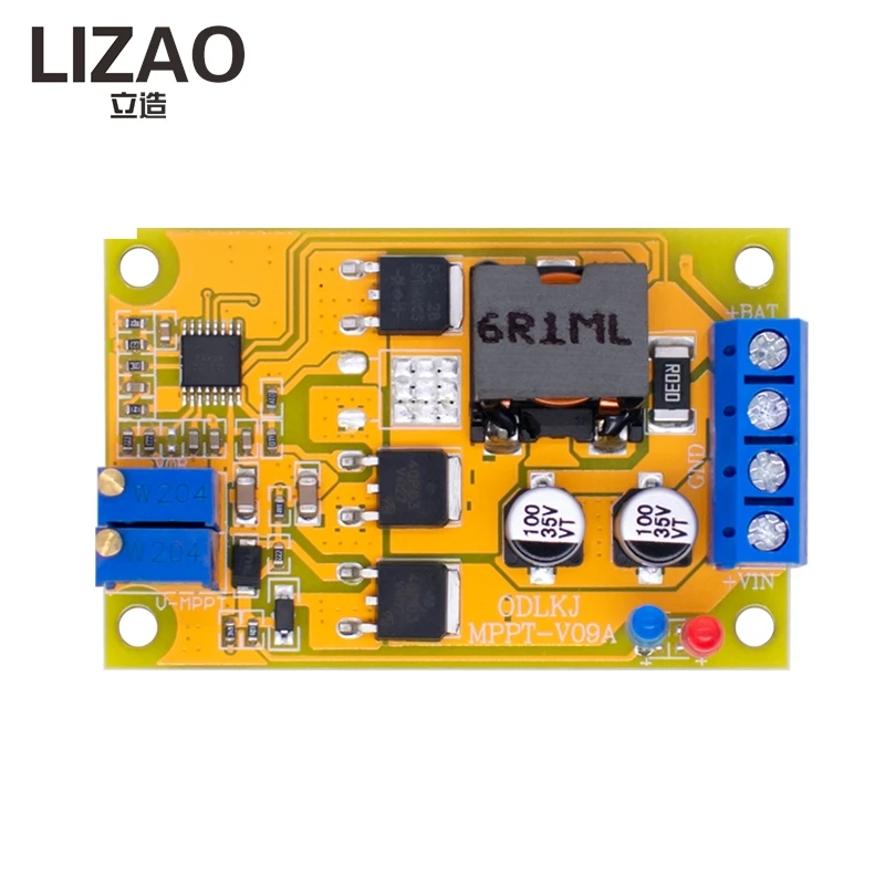 LIZAO DC 8-30V 6A MPPT Solar Charge Controller Module 1-100W for Lithium Battery Solar Charging System