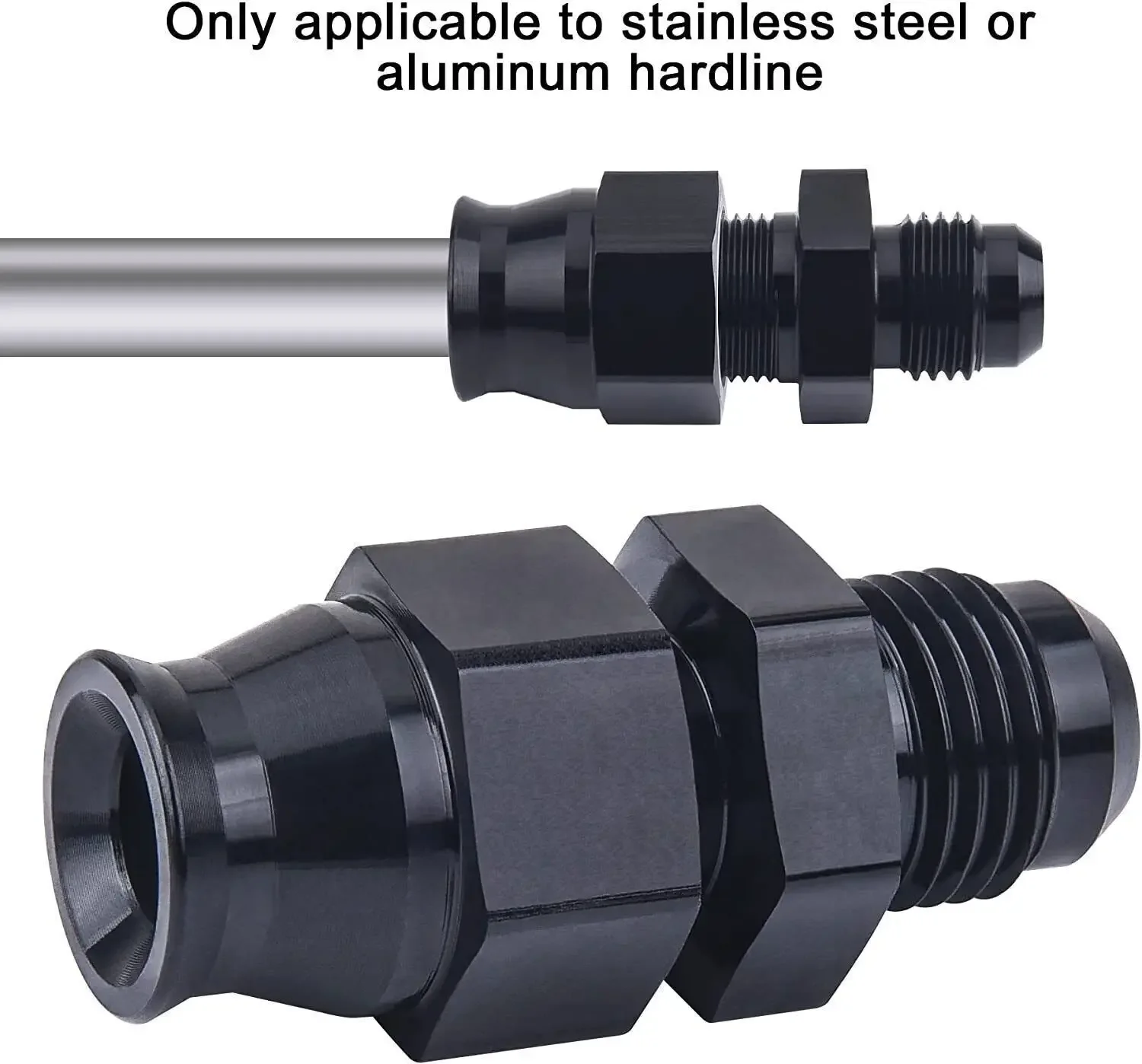 4 pezzi da 6AN a 3/8 "tubo linea rigida adattatore linea carburante raccordo tubo di compressione AN6 nero