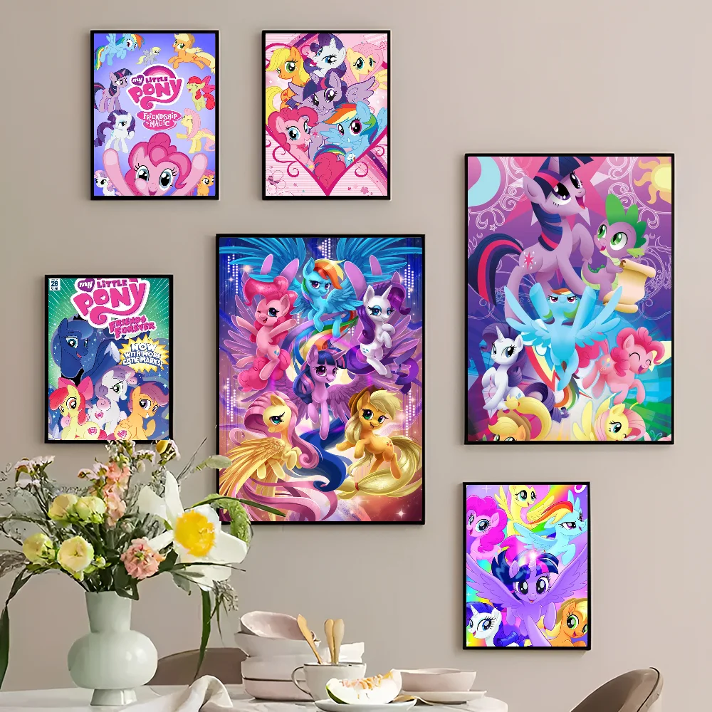 My L-Little P-Pony Self-adhesive Art Poster Decoracion Painting Wall Art White Kraft Paper Home Decor