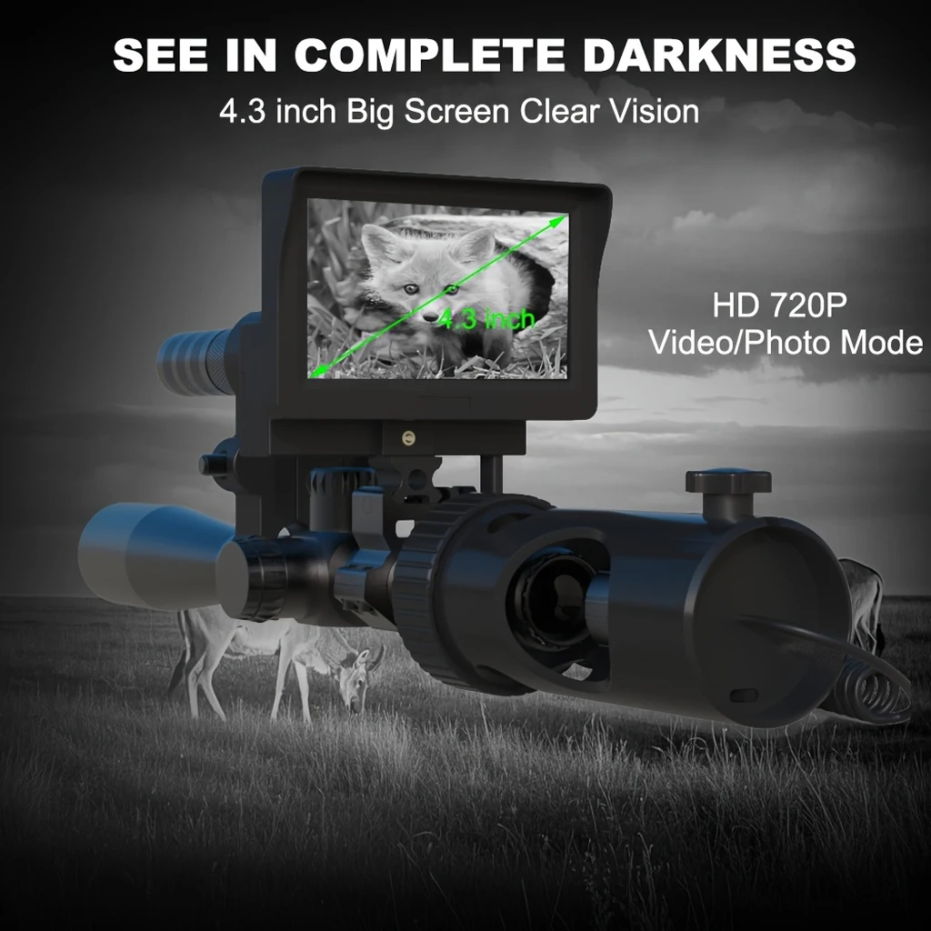 Digital Night Vision Scope HD Photo/Video Recording Clip on Night Vision Monocular with 850nm Infrared IR 4.3