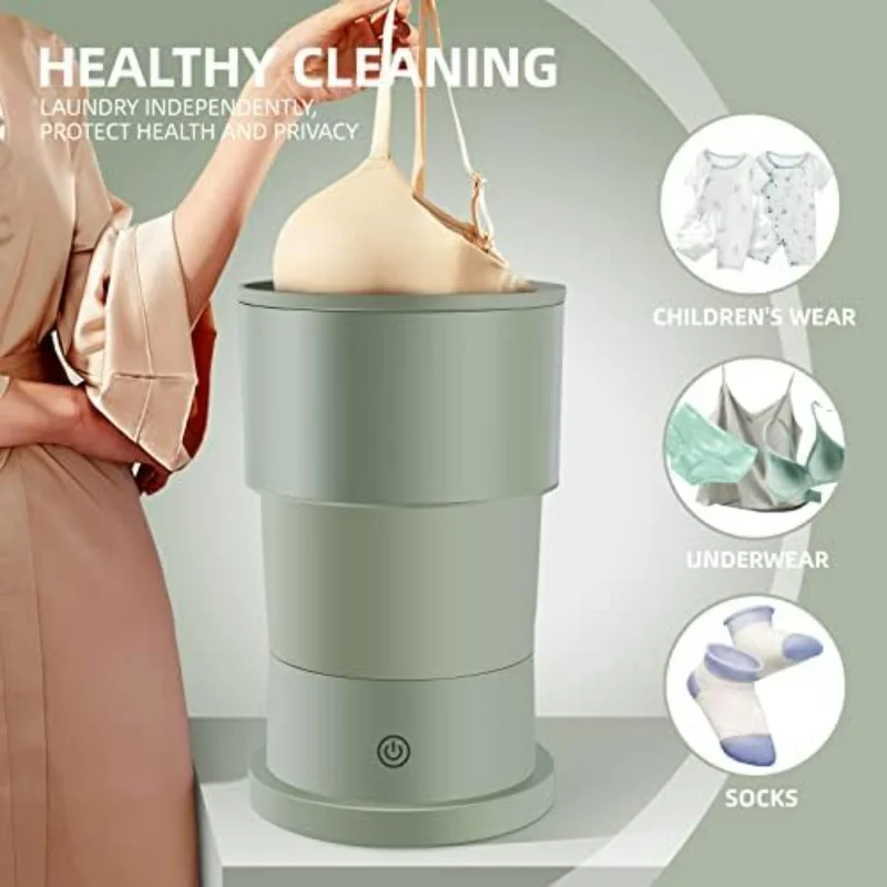 Portable Washing Machine - Foldable Mini Small Washer for Baby Clothes, Underwear or Small Items, Suitable for Apartment, Laundr