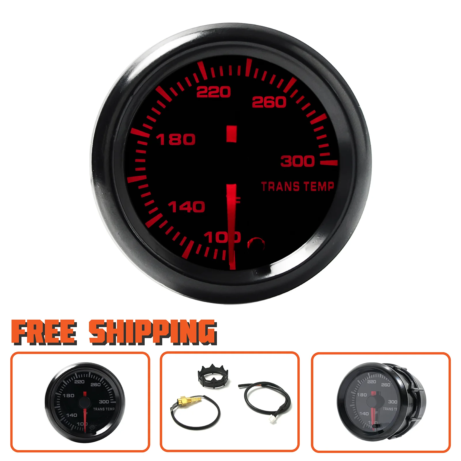 

7Color 2" 52MM Trans Temprature Gauge LED Display Trans Temp Gauge 100~300℉ with 7 Color Backlight for 12V Vehicle