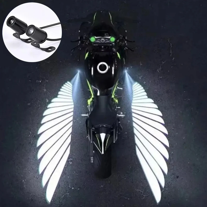 2pcs Angel Wings Welcome Light For Motorcycle LED Underbody Light Projector Decorative Atmosphere Light Accessories