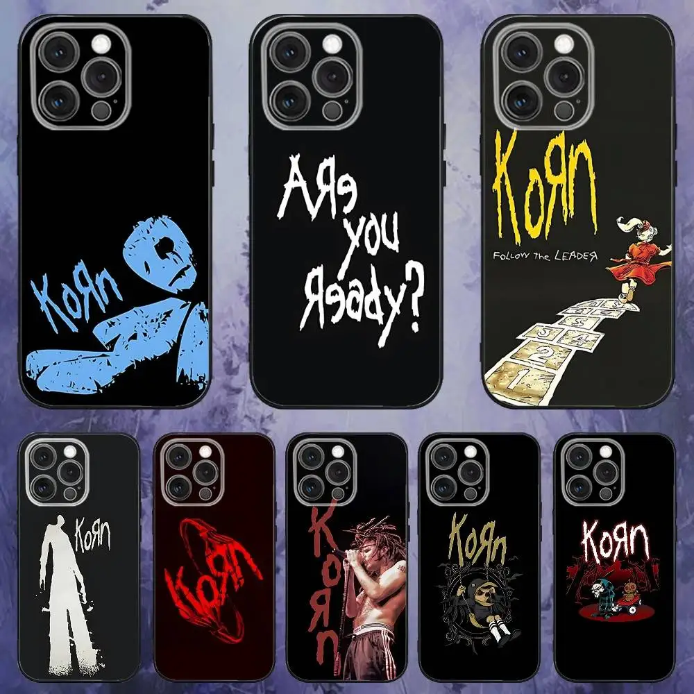 

Band K-Korn Phone Case For iPhone 17,16,15,14,13,12,Pro,Max,Plus,E,SE4,Air,Mini Black Soft Box
