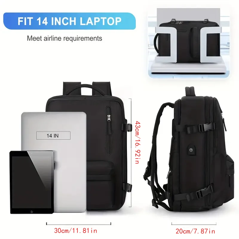 حقيبة ظهر للسفر بسعة كبيرة ، حقيبة كمبيوتر لوحي ، حقيبة أمتعة متعددة الوظائف ، رحلة قصيرة