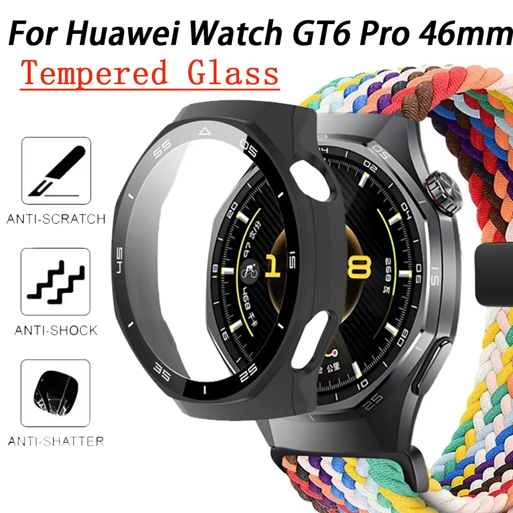 Official Tempered Glass Film+Case For Huawei Watch GT6 Pro 46mm Scale Screen Glass Protective Shell Huawei Watch GT6 Pro Cover