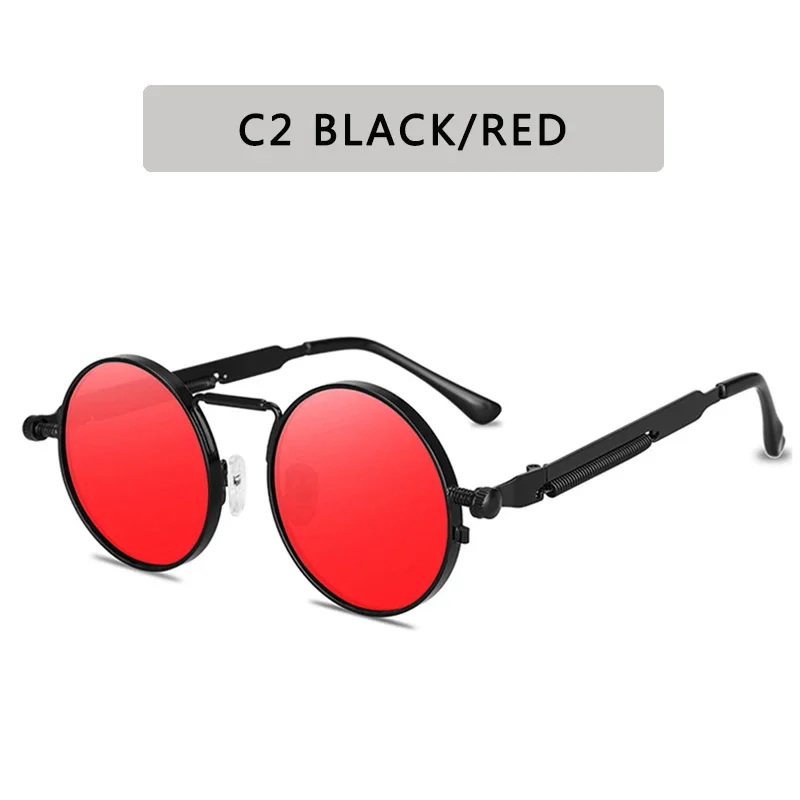 Metal Steampunk Round Sunglasses with UV400 Lenses