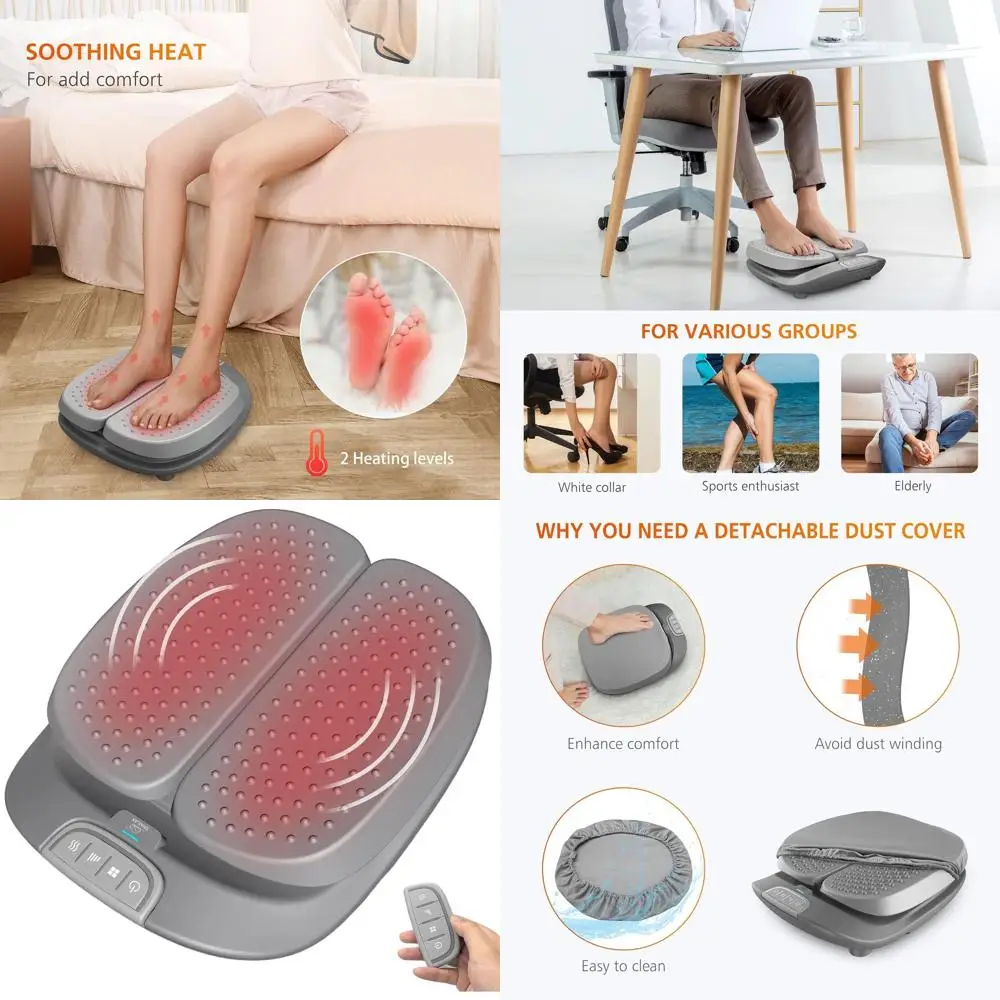 

Heated Foot Massager with Remote, Adjustable Speed for Improved Circulation and Pain Relief