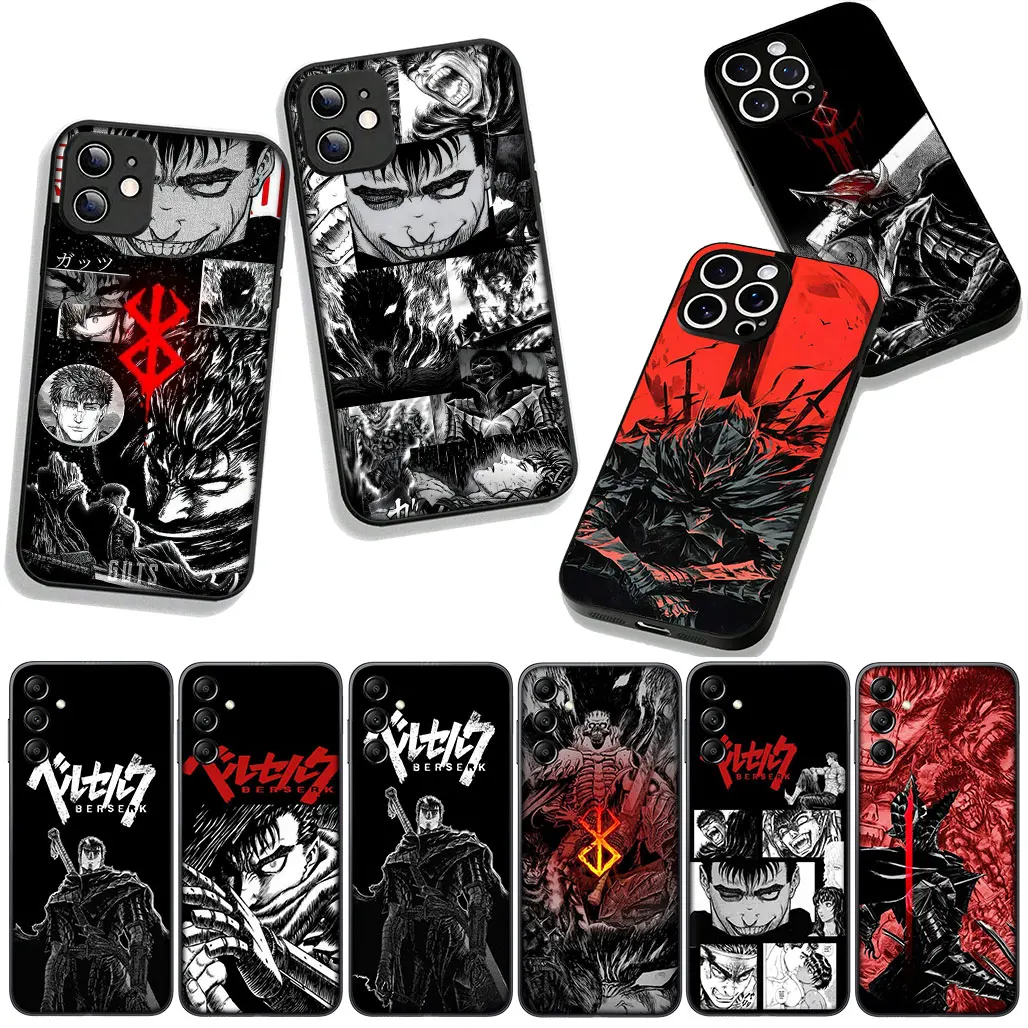 Чехол для телефона Samsung Galaxy A36 A17 A26 A07 A35 A54 S21 S20 FE S8 S9 S10 Plus A53 A13 A33 A34 Cartoon Berserks Anime Guts