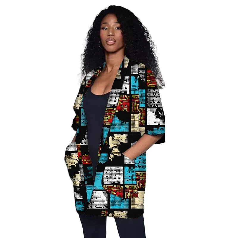 

Elegant Women's Blazers Half Sleeve Ankara Coat African Couture Original Design For Wedding/Party