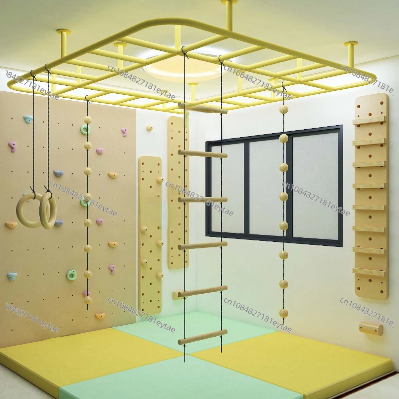 Wooden Climbing wall indoor physical fitness training equipment for children