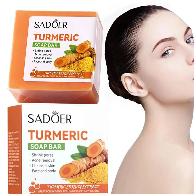 100g Original Turmeric Soap Dark Spot Skin Whitening Facial Body Hand Make Soap Bar Deep Cleaning Ginger for Moisturizing Soap