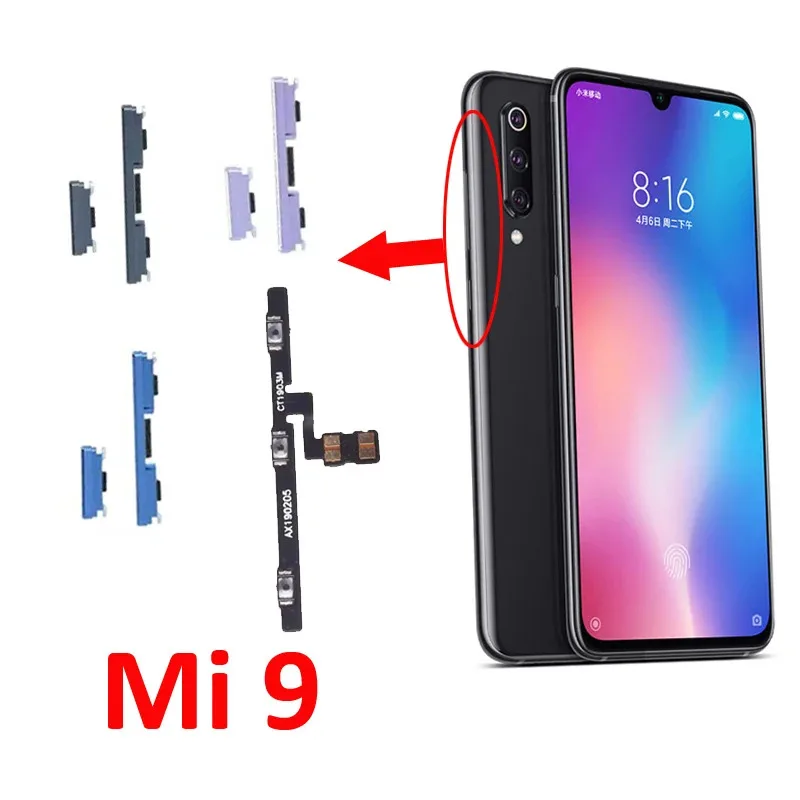 

Power Volume Button For Xiaomi Mi 9 Phone On Off Up Down Side Key Button Flex Cable Repair Parts