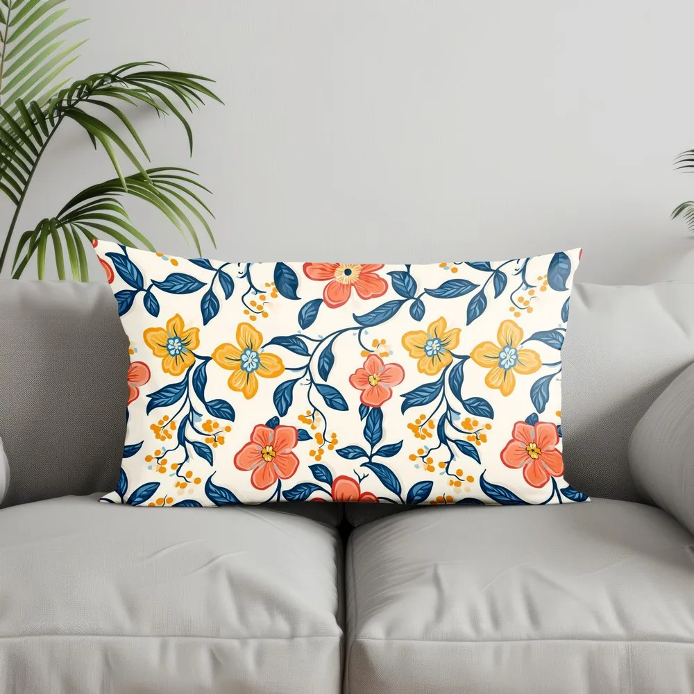 Home Decor Colorful Floral Pattern Pillowcase Suitable For Sofa Bedroom Car Pillow Cover Cushion Rectangular Back Cushion