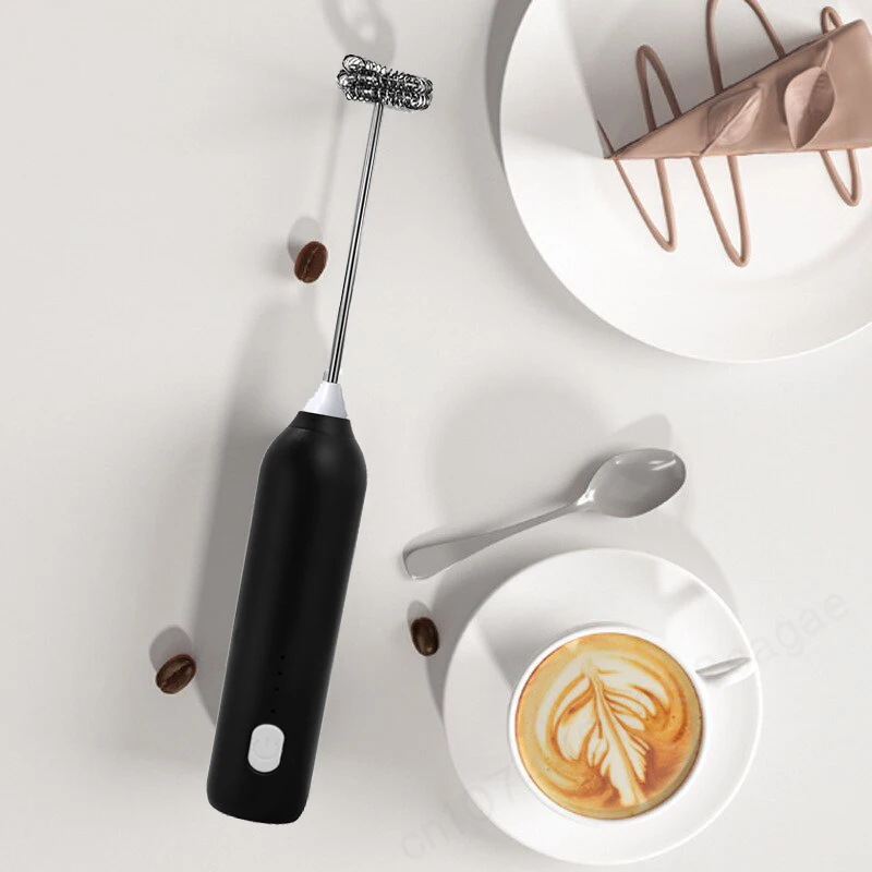 Electric Milk Frother 2 In 1 Rechargeable  Blender Stainless Steel 3 Speeds Coffee Mixer Egg Beater Handheld Foam Maker Tools