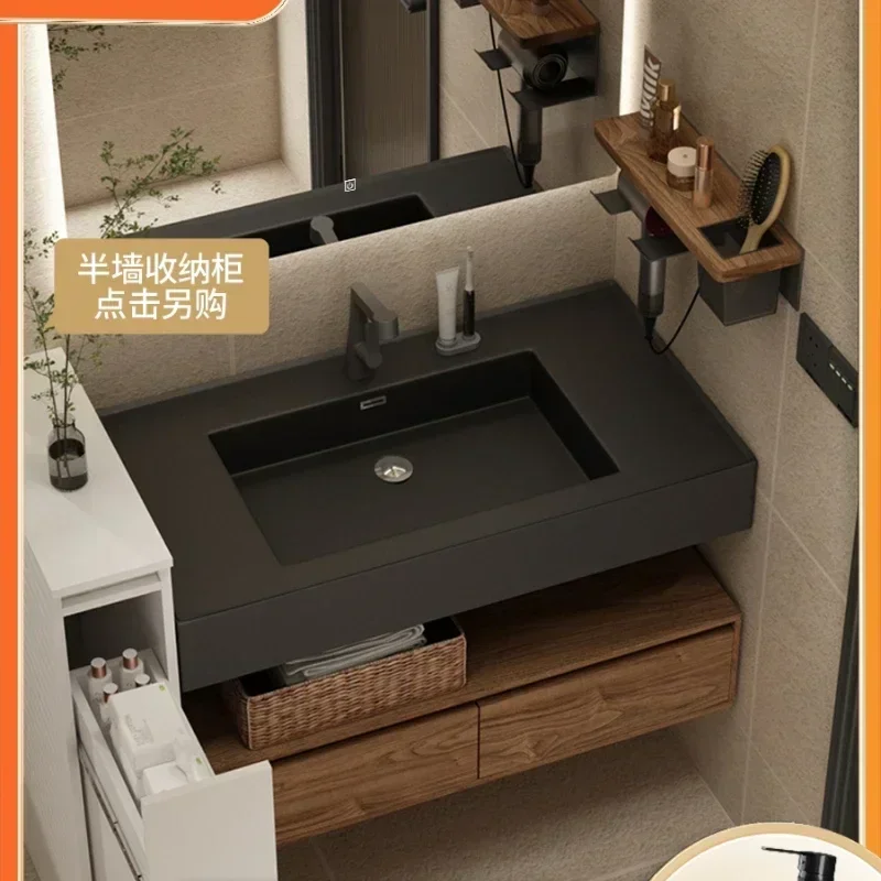 

Black walnut bathroom cabinet, toilet, washbasin, sink, rock integrated Hot sales