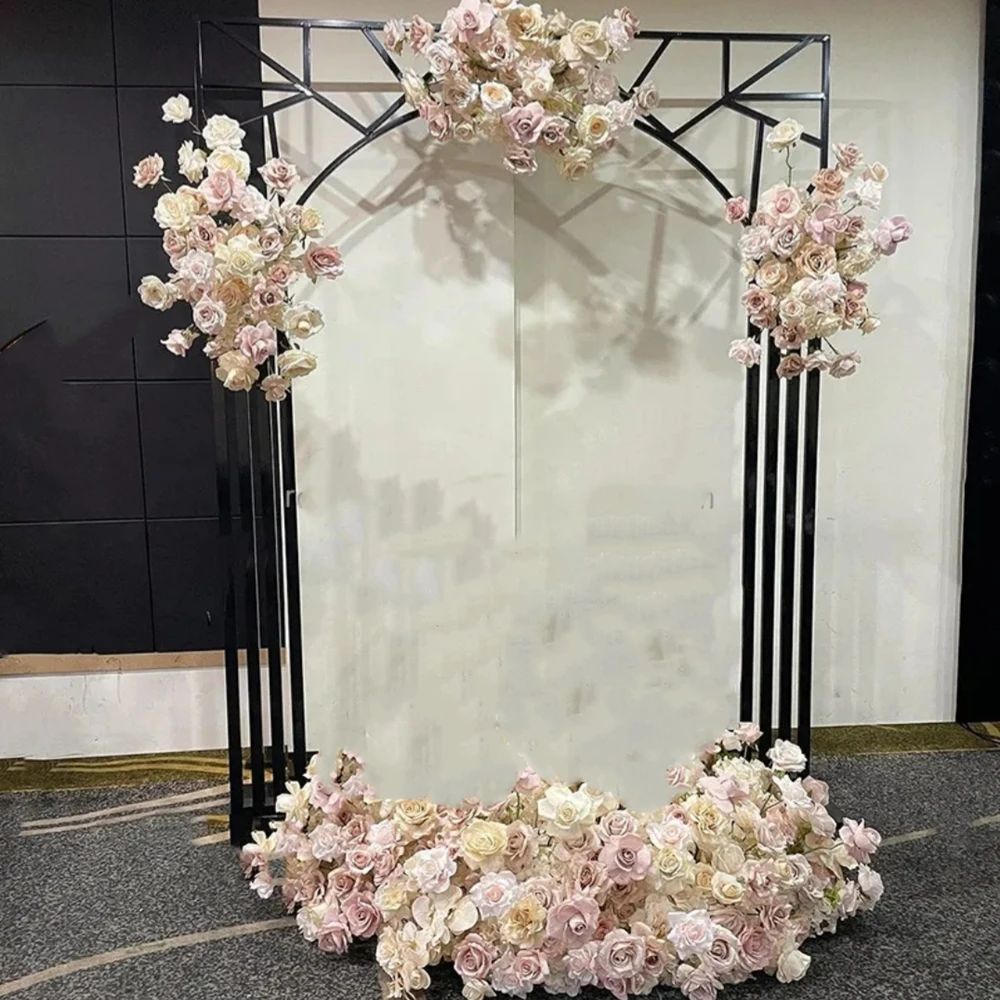 Wedding Backdrop rectangle shape Stage Decorations Set Flower Stand Backdrop gold/sliver mirror Panel flower  Metal Arch