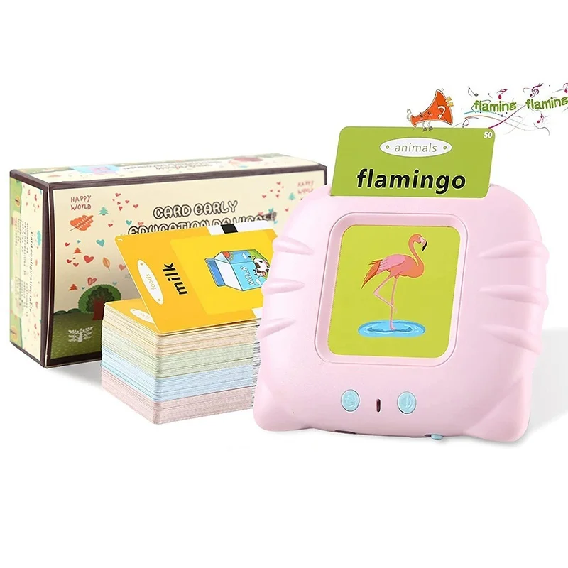 Máquina de aprendizagem de cartões, palavras de visão, jardim de infância, máquina de leitura pré-escolar para crianças, rosa