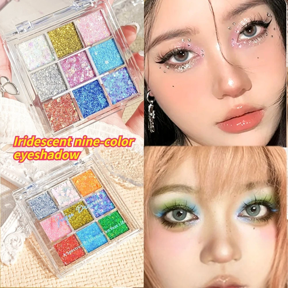 9 Color Glitter Eyeshadow Palette High Pigment Gold Shimmer Matte and Sparkle Finish Multi Tones for Daily Glam and Party Looks