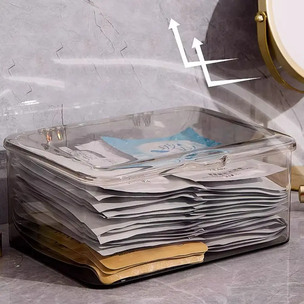 Acrylic Desktop Mask Storage Box Transparent Large Capacity Sundries Organizer Dust-proof with Cover Cosmetic Storage Case