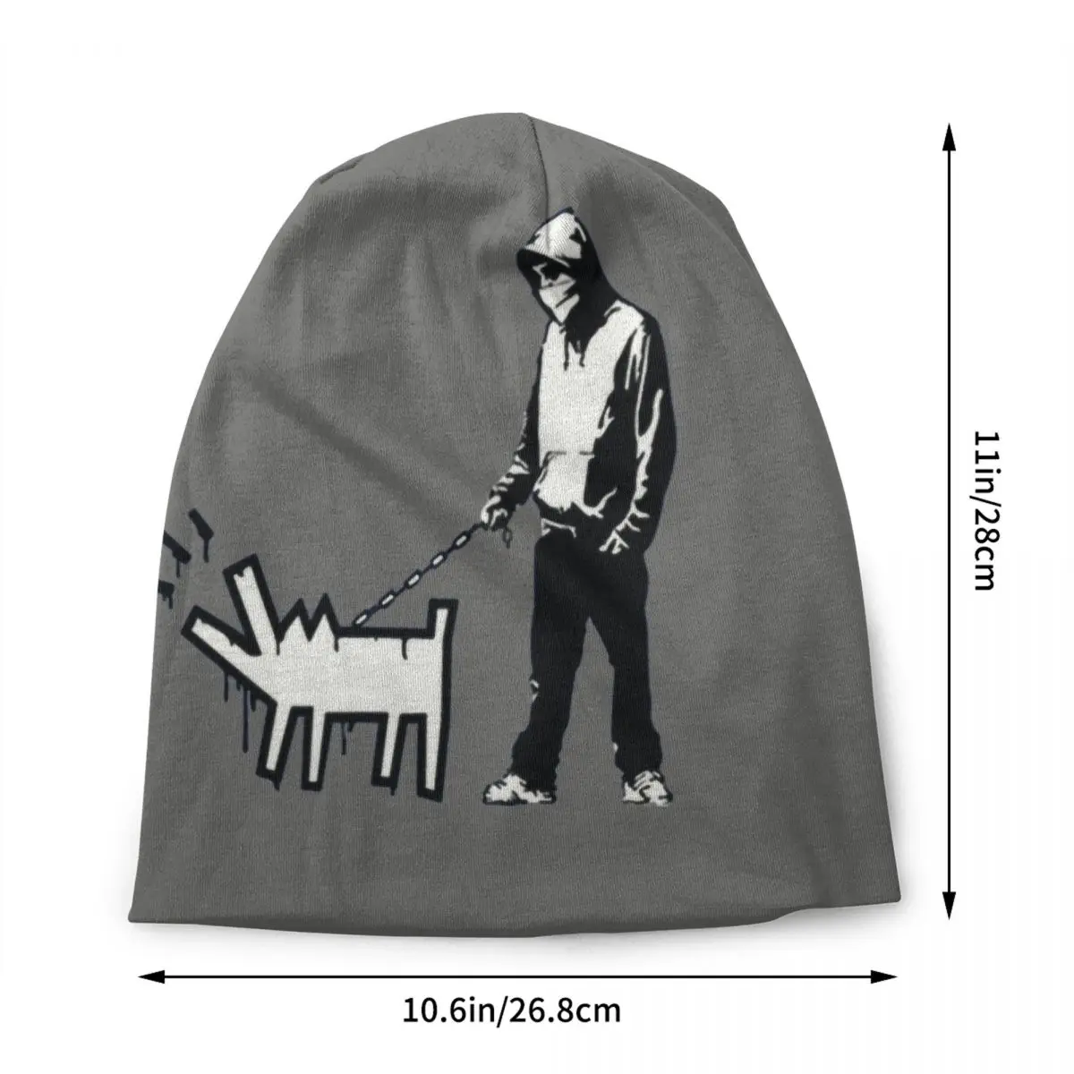 Banksy Thug With A Barking Dog Skullies Beanies Caps Cool Winter Warm Knit Hats Unisex Adult Street Art Graffiti Bonnet Hats