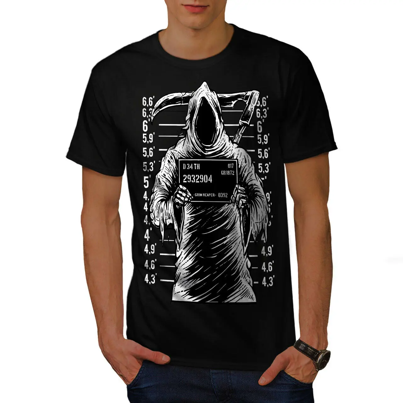 Camiseta estampada Grim Reaper con diseño gráfico de terror de prenda. Camiseta de algodón de verano de manga corta con cuello redondo para hombre nueva S-3XL