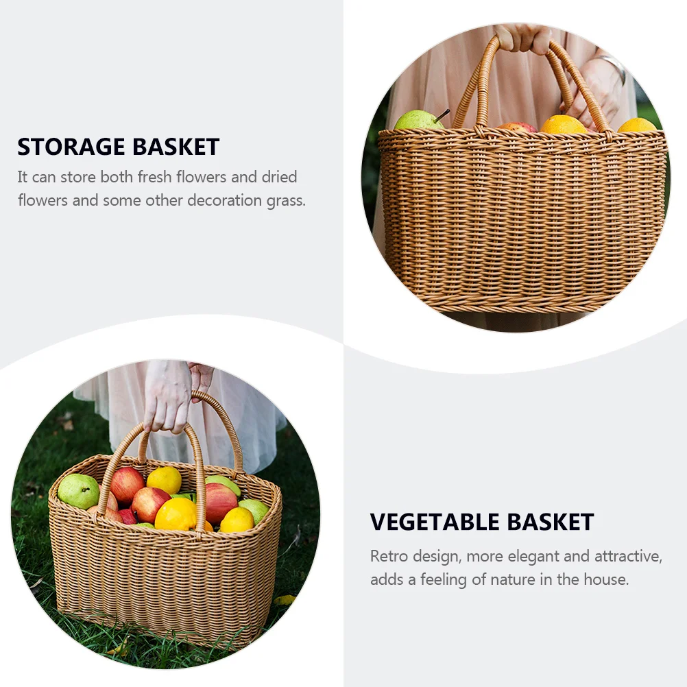 Woven Basket Storage Market Wicker Shopping Easter Gift Hand Packing Decorative Girl