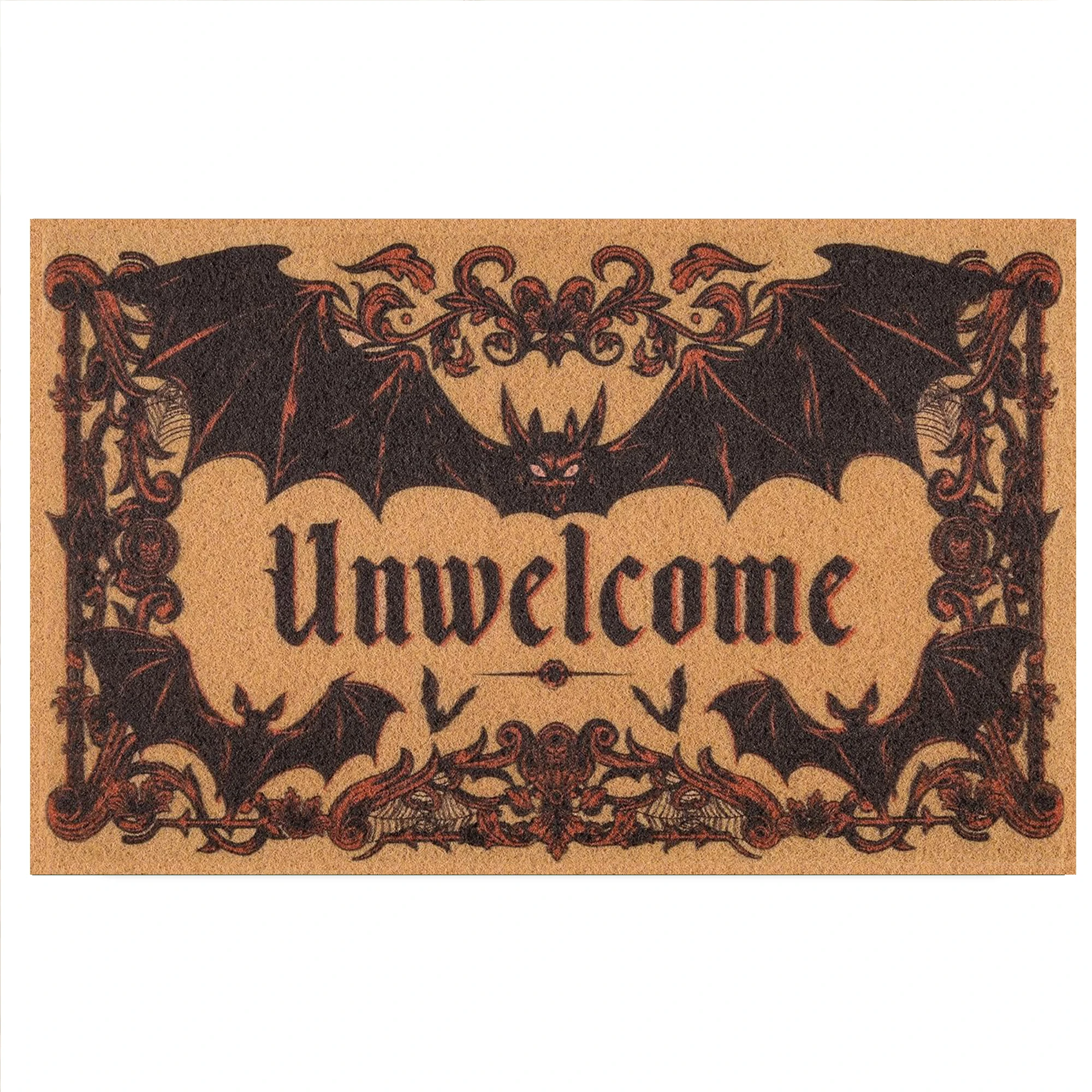 

Unwelcome Bat doormat Rubber Non-Slip Floors Mats for Entryway Spooky Halloween Door Mat Indoor Kitchen Rugs