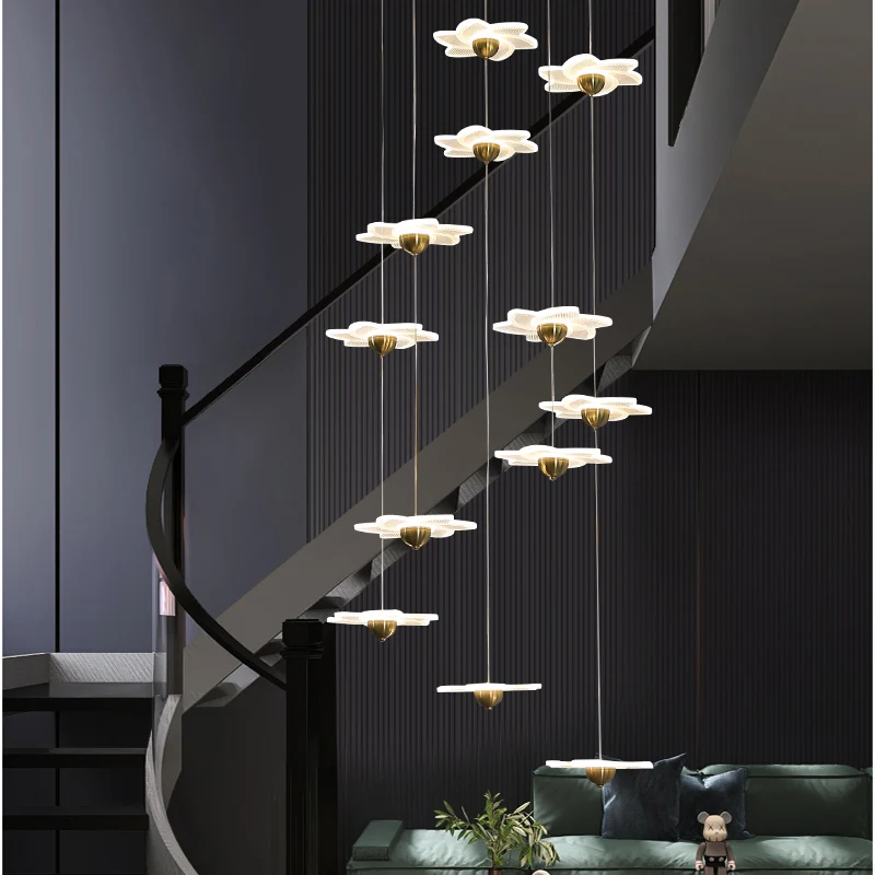 

Modern led chandelier creative Nordic staircase chandelier high-end restaurant decorative lamp kitchen living room home lighting