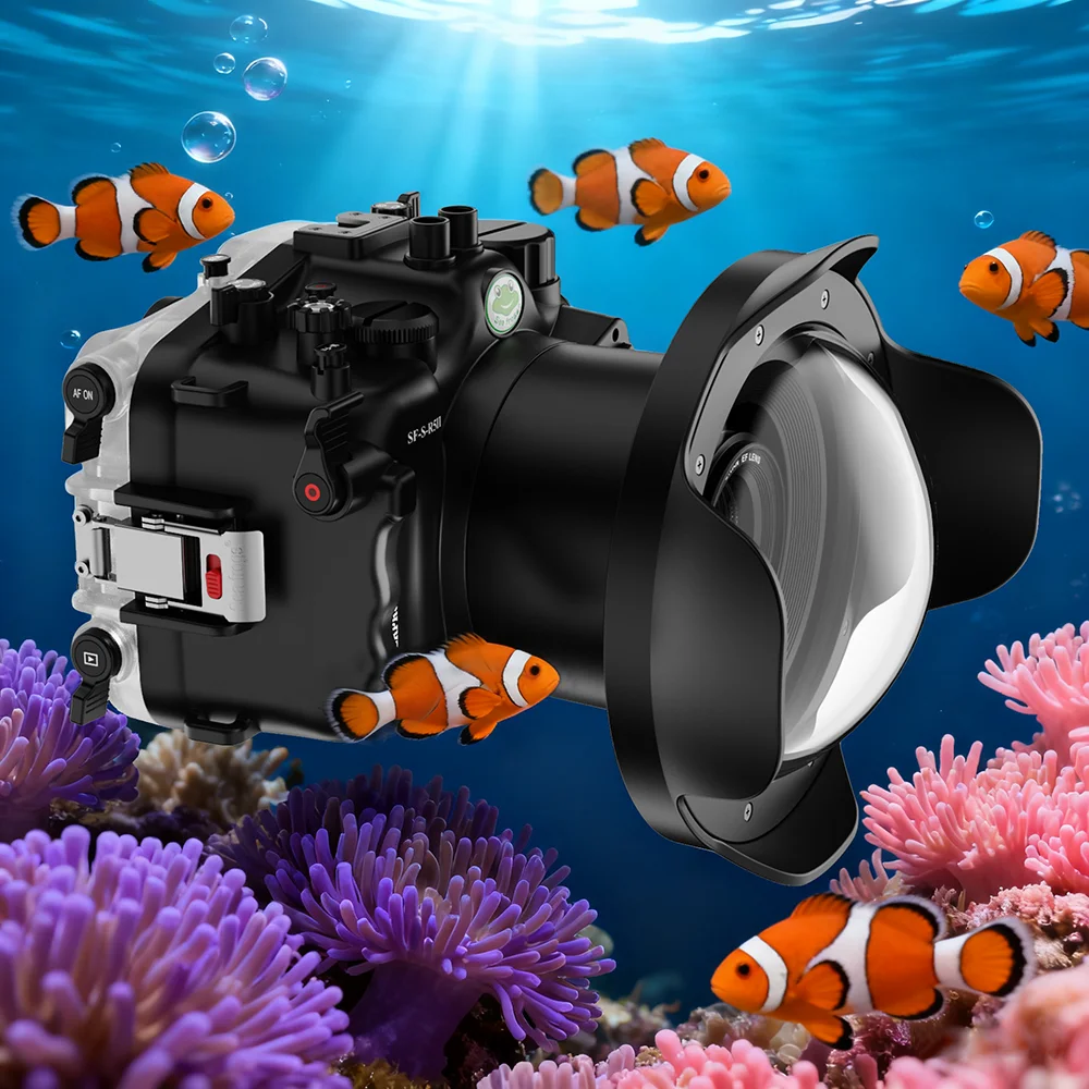 Seafrogs [40M/130FT] Underwater Camera Housing Waterproof Dive Scuba Case for Canon R5II With Lens Barrel