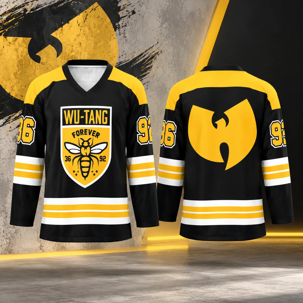Wu-Tang Clan Hip Hop Band Forever 36 Hockey Jersey Ice Hockey Uniform Men and Women Sports Long Sleeve T-shirt  Matching Family