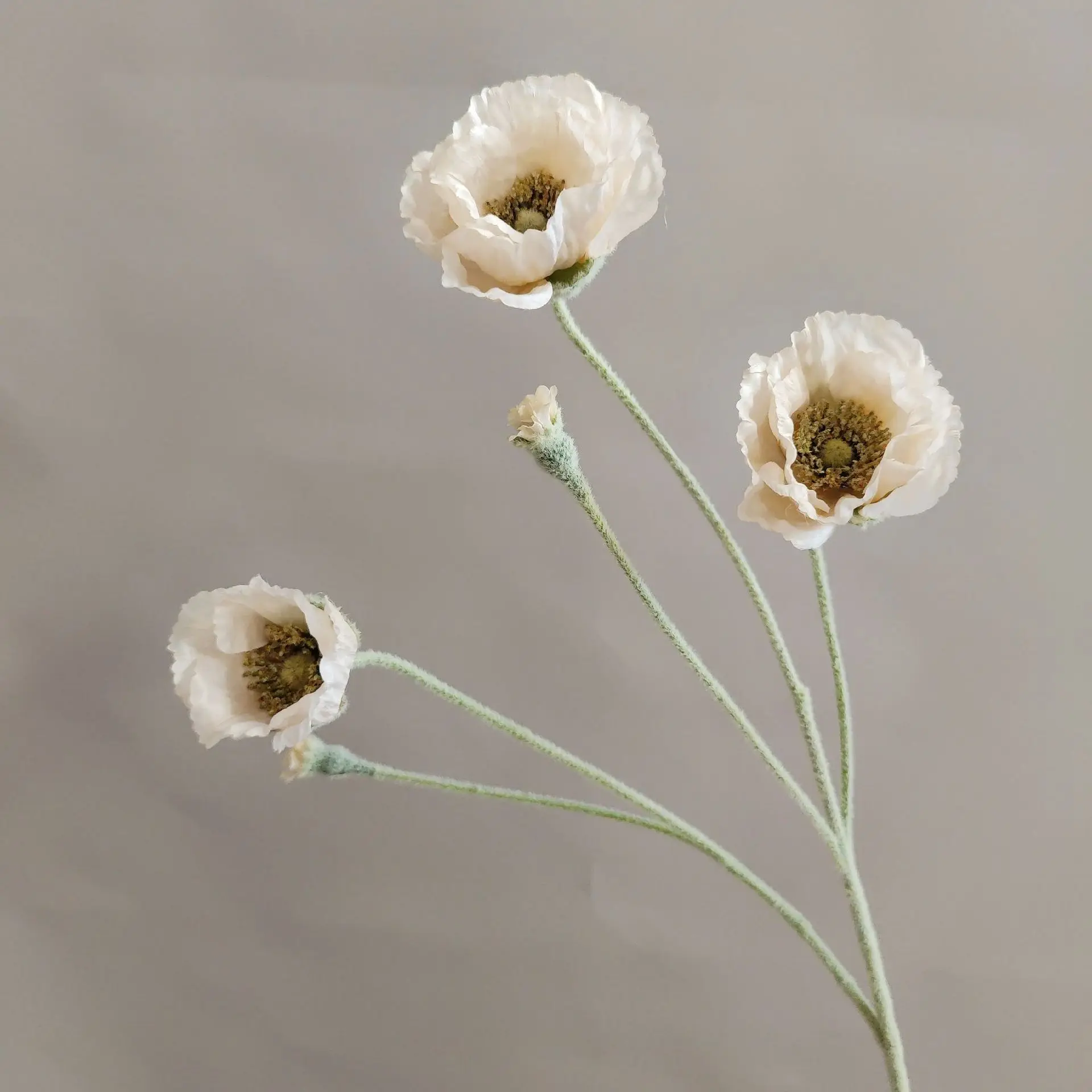 5 Stück künstliche beflockte Mohnblumen für Heimdekoration, Seidenmohn, Brautstrauß, Hochzeitsdekoration, Party, künstliche Blumenarrangements – Detail 17