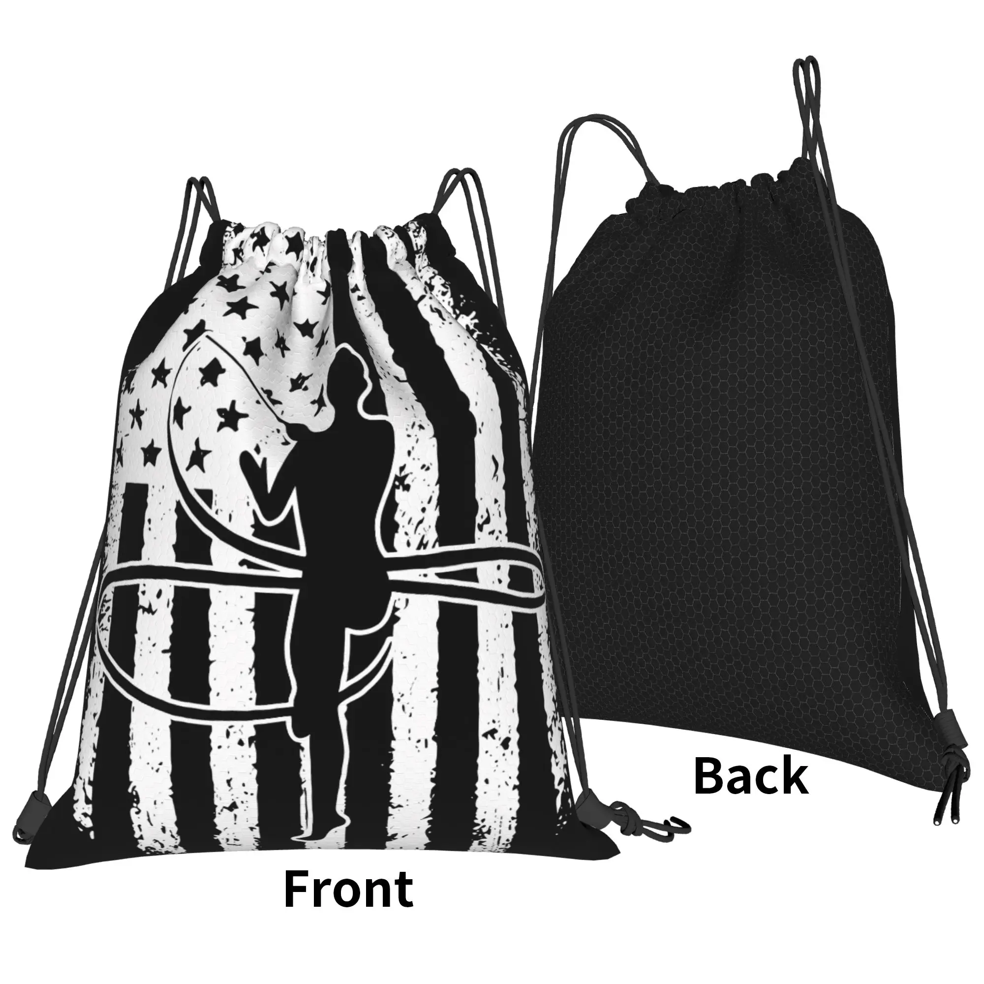 Gymnastics Flag White Portable Travel Riding Gym Drawstring Storage Sporty Backpacks