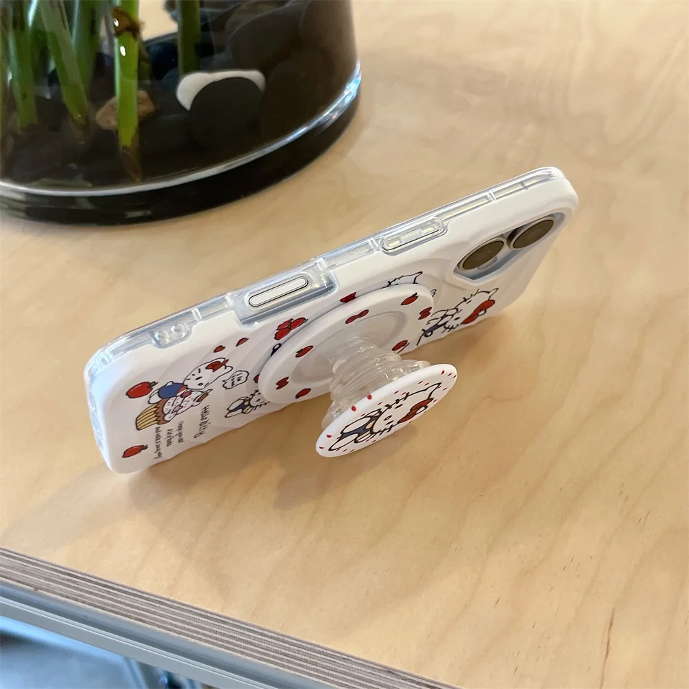 Custodia per telefono con supporto magnetico Wave Cute Hello Kitty per iPhone 13 14 15 16Promax 15Pro Custodia protettiva antiurto in silicone per cartoni animati