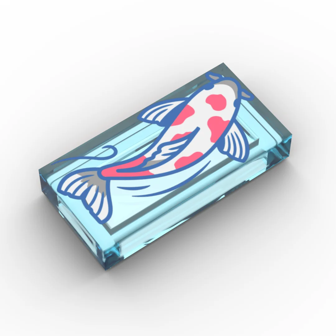 Small particle building block MOC 3069bpr0386 pb1167 103319 printed carp pattern assembly toy