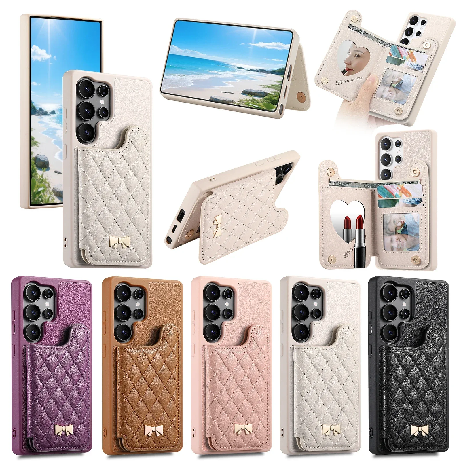 Flip Leather Wallet Card Slot Phone Case for Samsung Galaxy S25 Edge Ultra S24 Plus Cover A56 A55 A54 A36 A35 A06 A15 A16 A25 5G