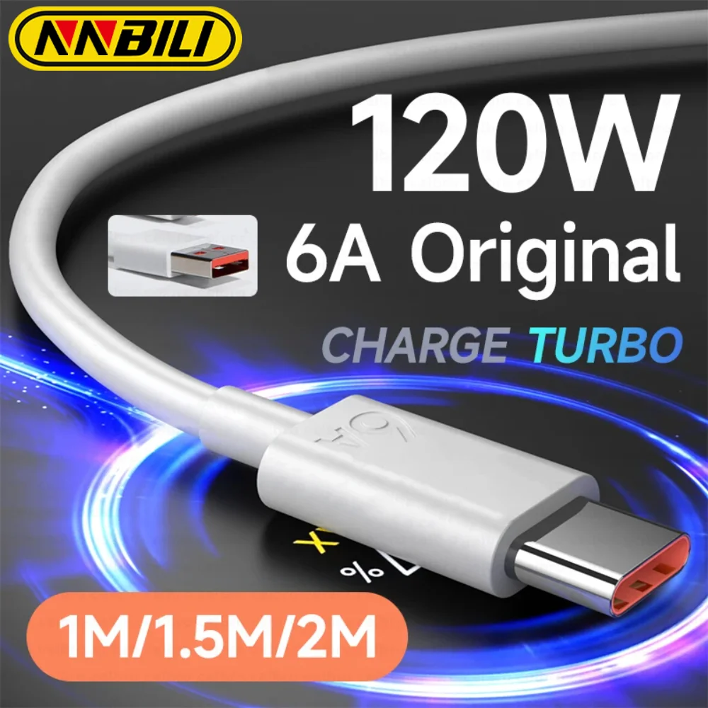NNBILI For Xiaomi 120W USB Super Fast Charger Power Adapter Mi 15 6A Type C Cable POCO X5 X4 Pro Redmi Note 9 10 11 Charging