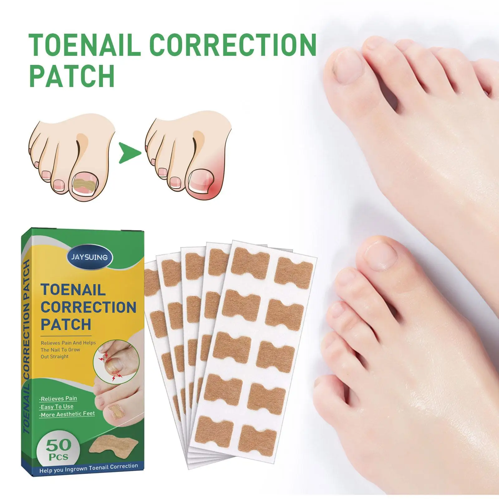 50 Stuks Ingegroeide Teennagel Correctie Stickers Voetverzorging Pedicure Tool Fixer Paronychia Herstellen Teennagel Elastische Patch Corrector